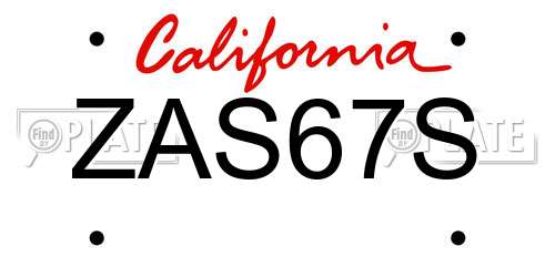 ZAS67S California License Plate