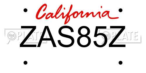 ZAS85Z California License Plate