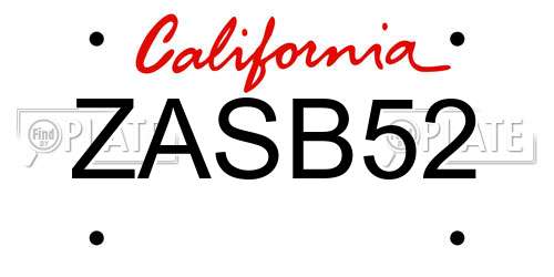 ZASB52 California License Plate