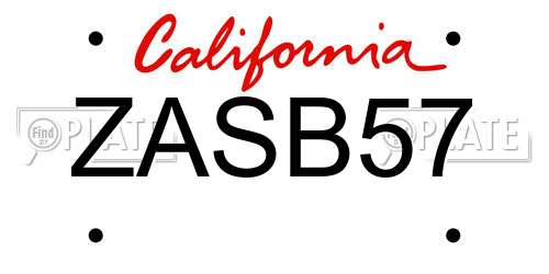 ZASB57 California License Plate
