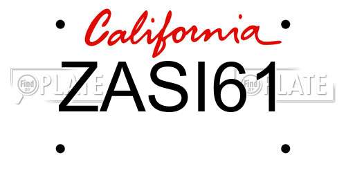 ZASI61 California License Plate