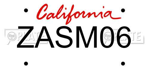 ZASM06 California License Plate