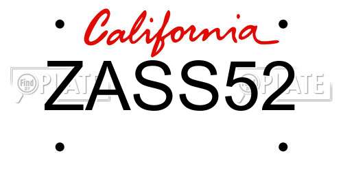 ZASS52 California License Plate