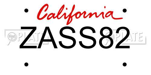 ZASS82 California License Plate
