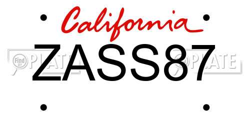ZASS87 California License Plate