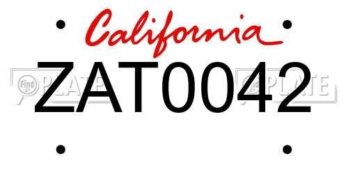 ZAT0042 California License Plate