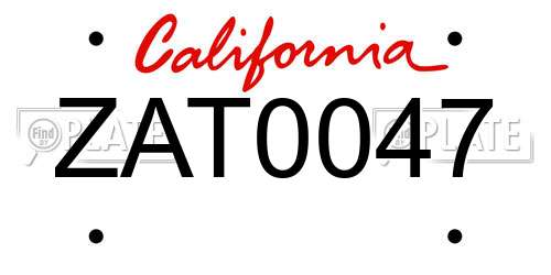 ZAT0047 California License Plate