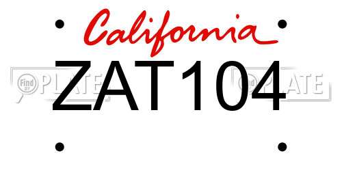 ZAT104 California License Plate