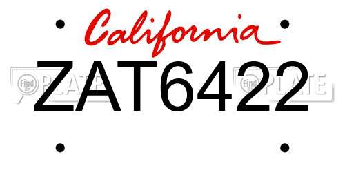 ZAT6422 California License Plate