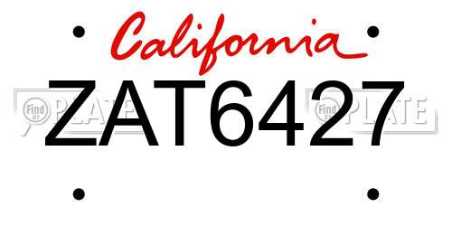 ZAT6427 California License Plate