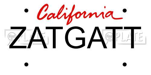 ZATGATT California License Plate