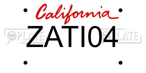 ZATI04 California License Plate