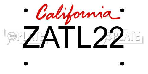 ZATL22 California License Plate