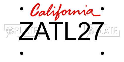 ZATL27 California License Plate