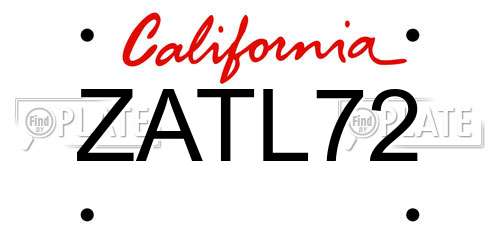 ZATL72 California License Plate