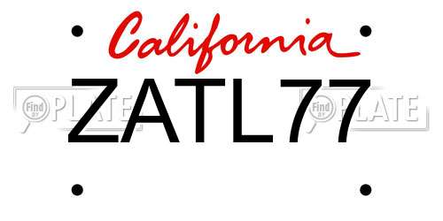 ZATL77 California License Plate