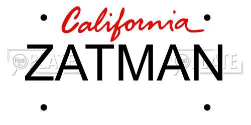 ZATMAN California License Plate