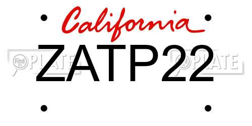 ZATP22 California License Plate