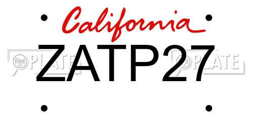 ZATP27 California License Plate