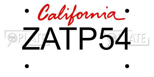 ZATP54 California License Plate