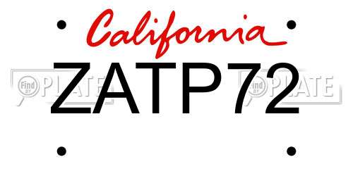 ZATP72 California License Plate