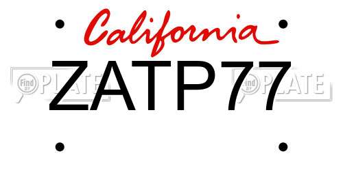 ZATP77 California License Plate