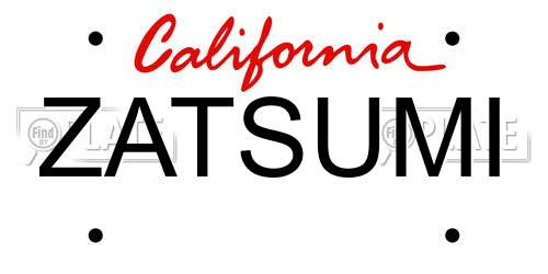 ZATSUMI California License Plate