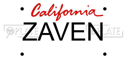 ZAVEN California License Plate