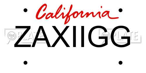 ZAXIIGG California License Plate