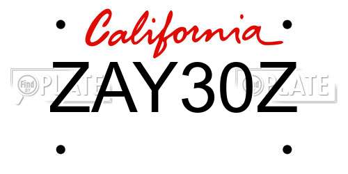ZAY30Z California License Plate