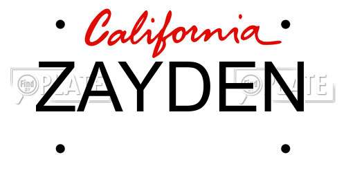 ZAYDEN California License Plate