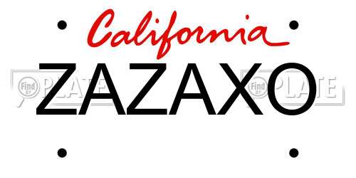 ZAZAXO California License Plate