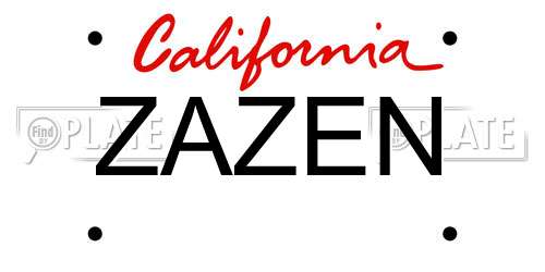ZAZEN California License Plate