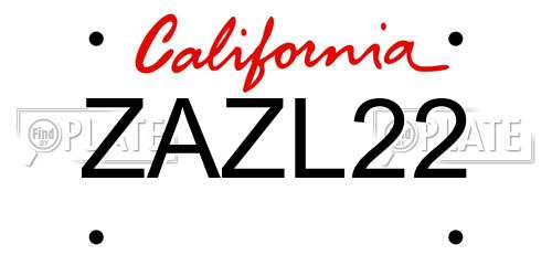 ZAZL22 California License Plate