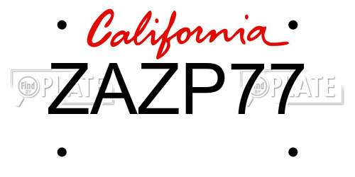 ZAZP77 California License Plate