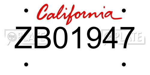 ZB01947 California License Plate