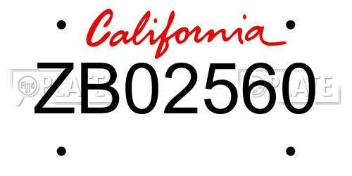 ZB02560 California License Plate