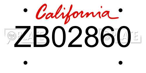 ZB02860 California License Plate