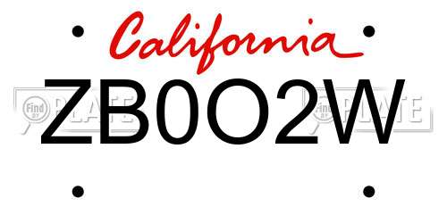 ZB0O2W California License Plate