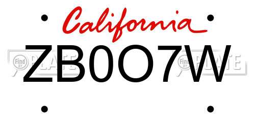 ZB0O7W California License Plate