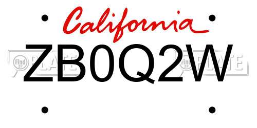 ZB0Q2W California License Plate