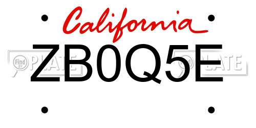 ZB0Q5E California License Plate