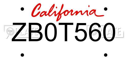 ZB0T560 California License Plate