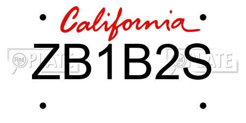 ZB1B2S California License Plate