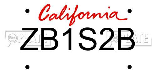 ZB1S2B California License Plate