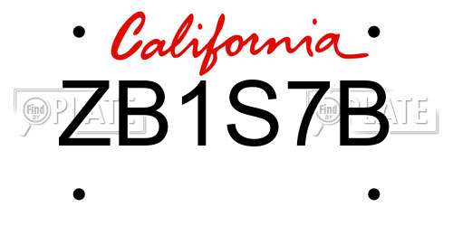 ZB1S7B California License Plate