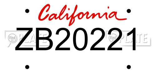 ZB20221 California License Plate