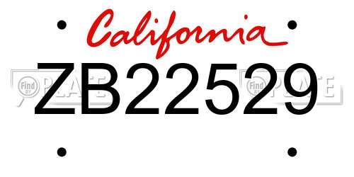 ZB22529 California License Plate