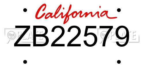 ZB22579 California License Plate
