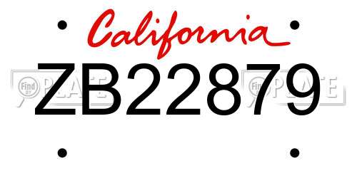 ZB22879 California License Plate